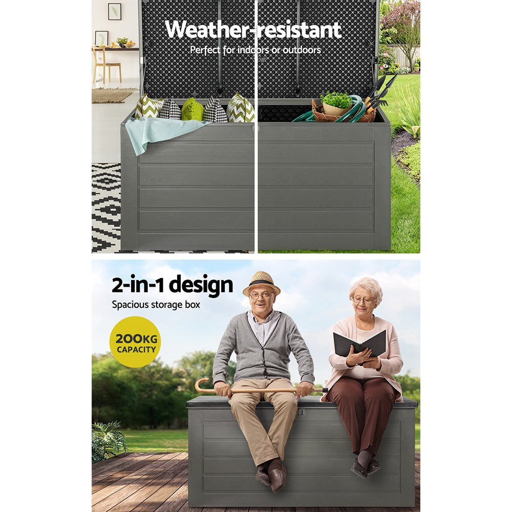 Marlook Outdoor Storage Box 680L Container Lockable Garden Bench Tool Shed Black