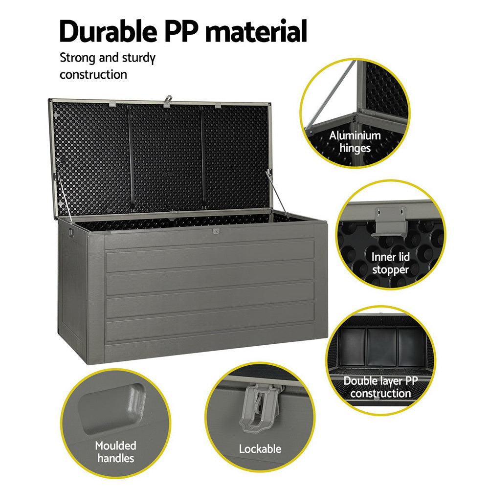 Marlook Outdoor Storage Box 680L Container Lockable Garden Bench Tool Shed Black