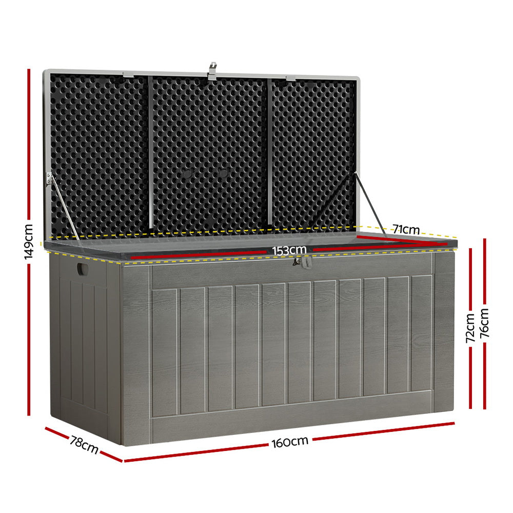 Marlook Outdoor Storage Box 830L Container Lockable Garden Bench Tool Shed Black
