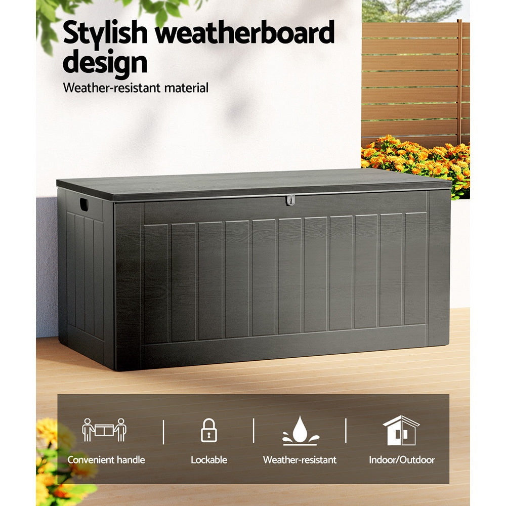 Marlook Outdoor Storage Box 830L Container Lockable Garden Bench Tool Shed Black
