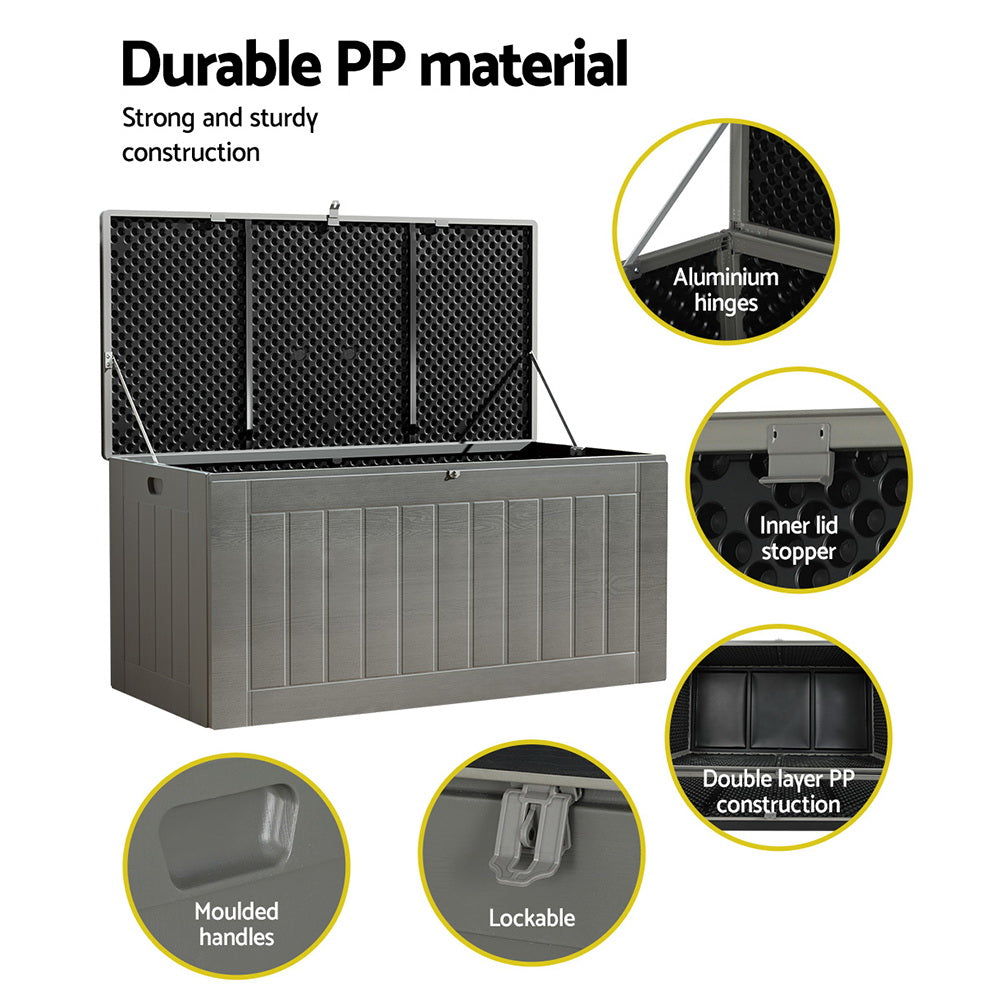 Marlook Outdoor Storage Box 830L Container Lockable Garden Bench Tool Shed Black