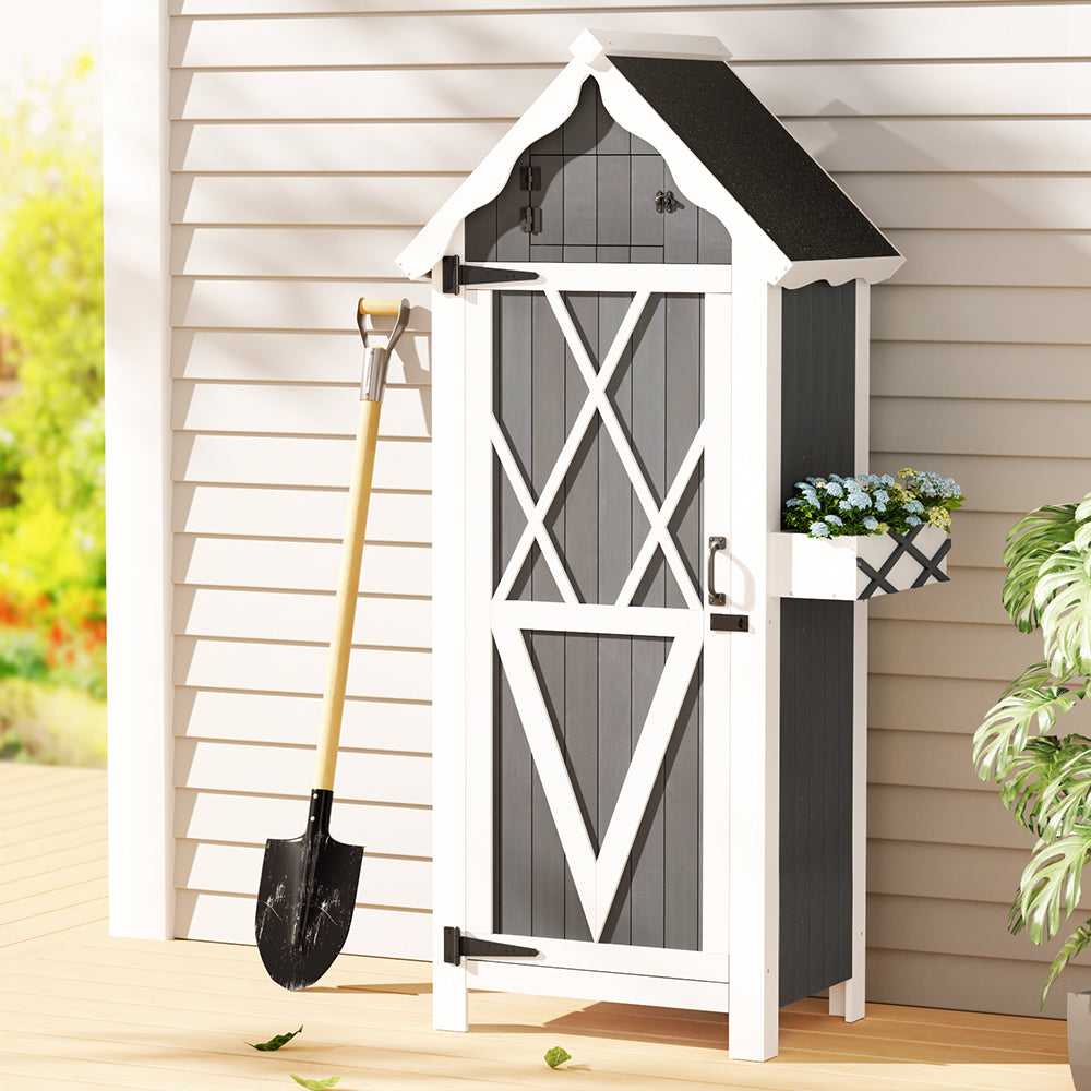 Marlook Outdoor Storage Cabinet Shed Box Wooden Shelf Chest Garden Furniture