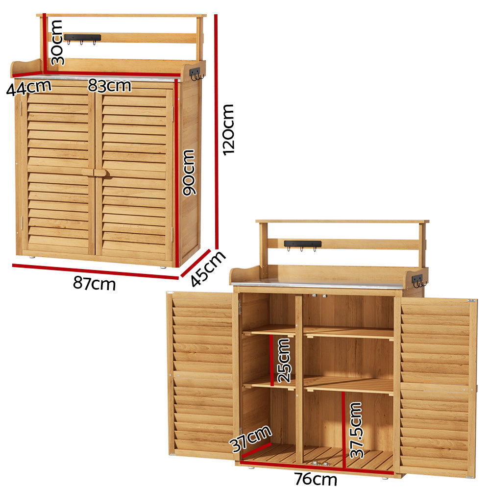 Marlook Outdoor Storage Cabinet Box Potting Bench Table Shelf Chest Garden Shed