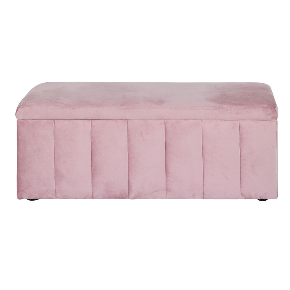 Marlook Storage Ottoman Blanket Box 103cm Velvet Pink