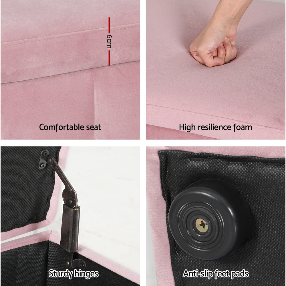 Marlook Storage Ottoman Blanket Box 103cm Velvet Pink