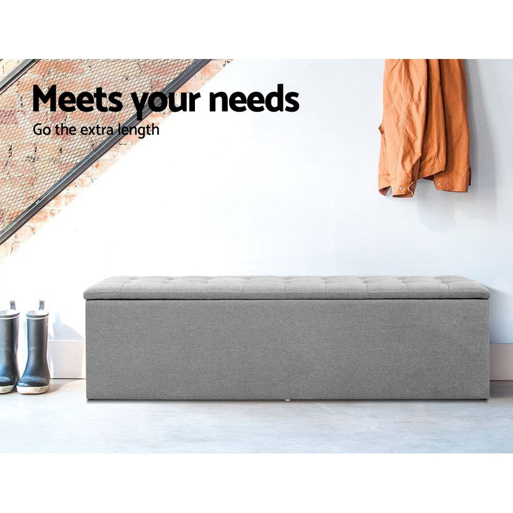 Marlook Storage Ottoman Blanket Box 140cm Linen Grey