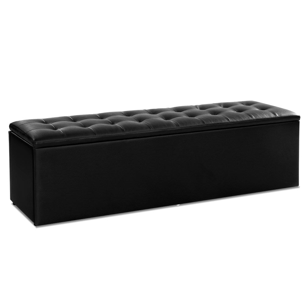 Marlook Storage Ottoman Blanket Box 140cm Leather Black