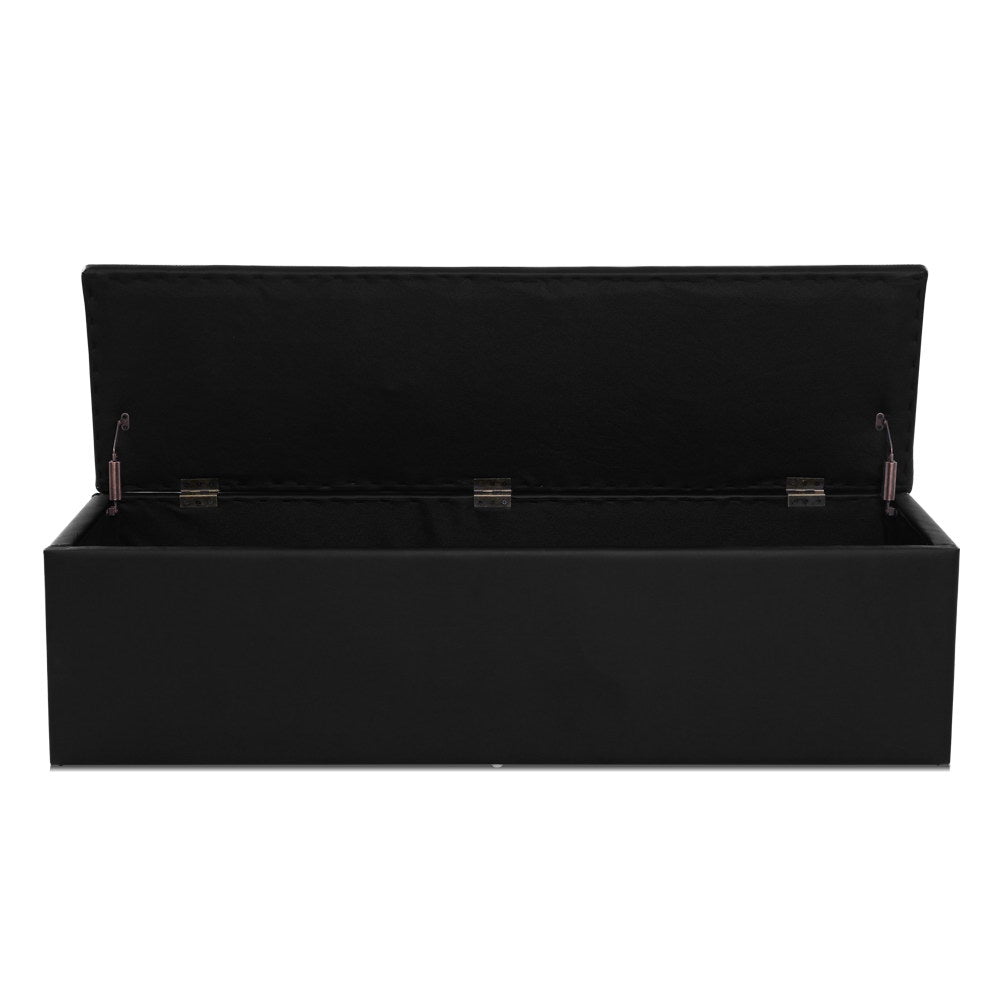 Marlook Storage Ottoman Blanket Box 140cm Leather Black