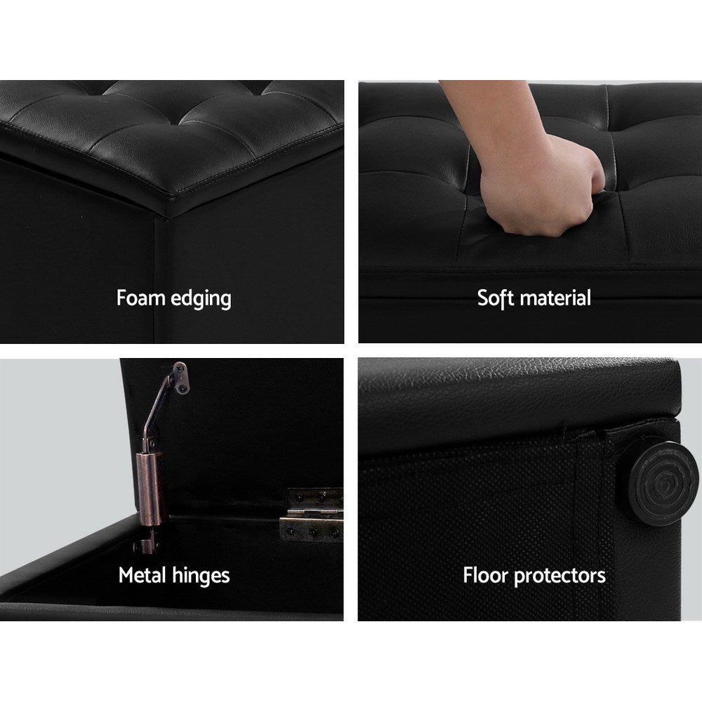 Marlook Storage Ottoman Blanket Box 140cm Leather Black