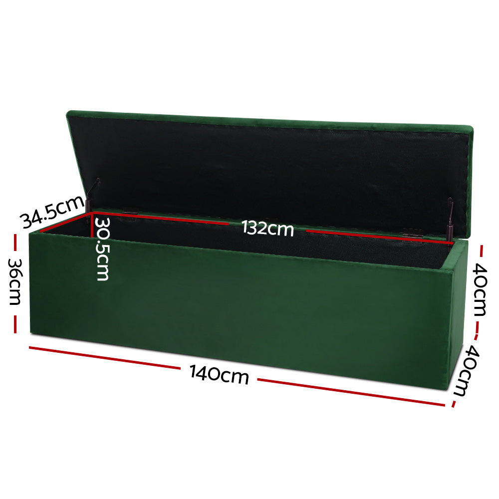 Marlook Storage Ottoman Blanket Box 140cm Velvet Green