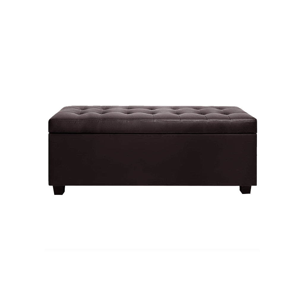Marlook Storage Ottoman Blanket Box 97cm Leather Brown