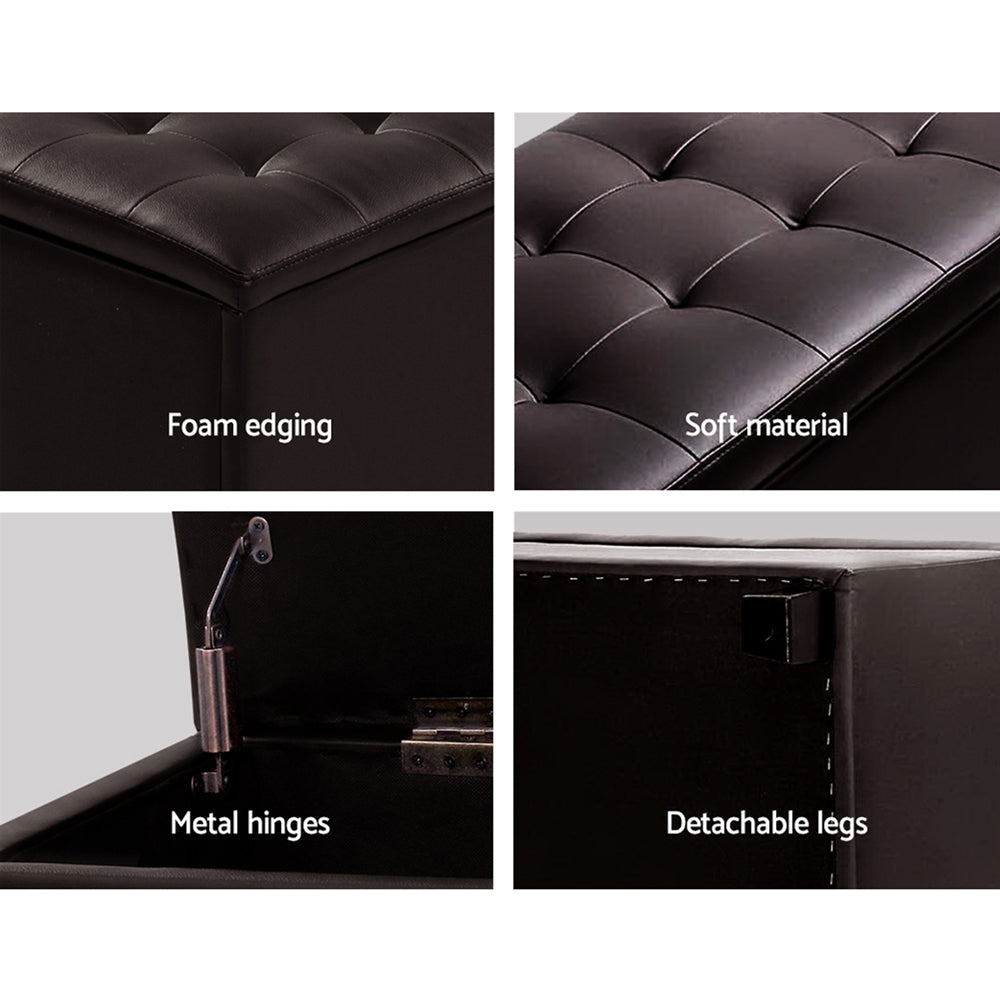 Marlook Storage Ottoman Blanket Box 97cm Leather Brown