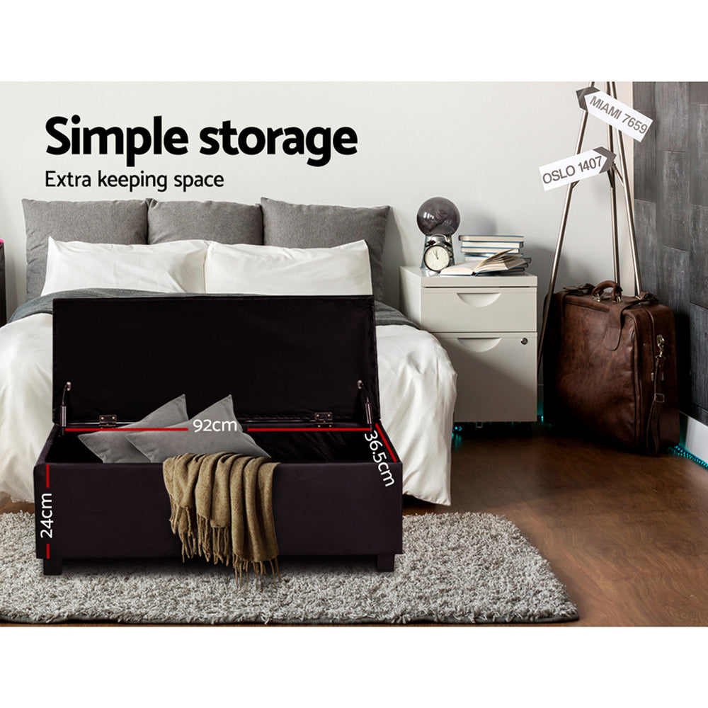 Marlook Storage Ottoman Blanket Box 97cm Leather Brown