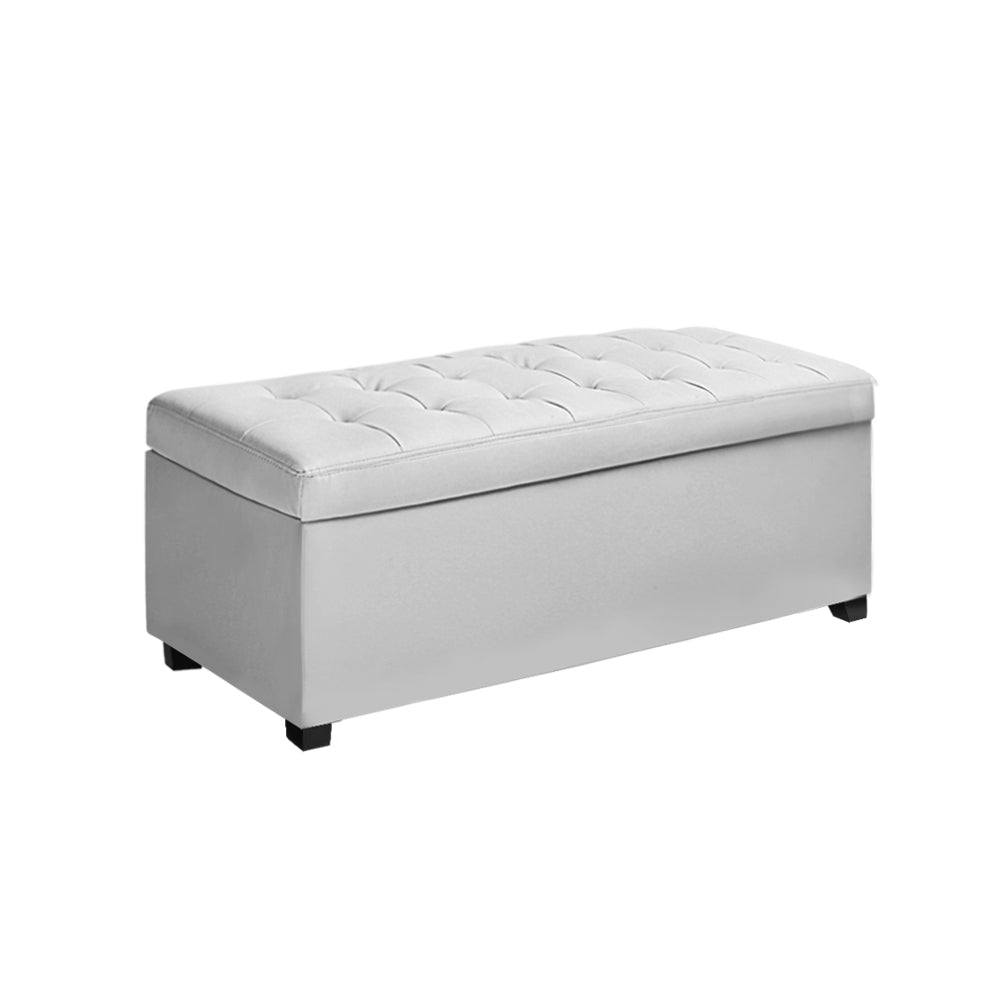 Marlook Storage Ottoman Blanket Box 97cm Leather White