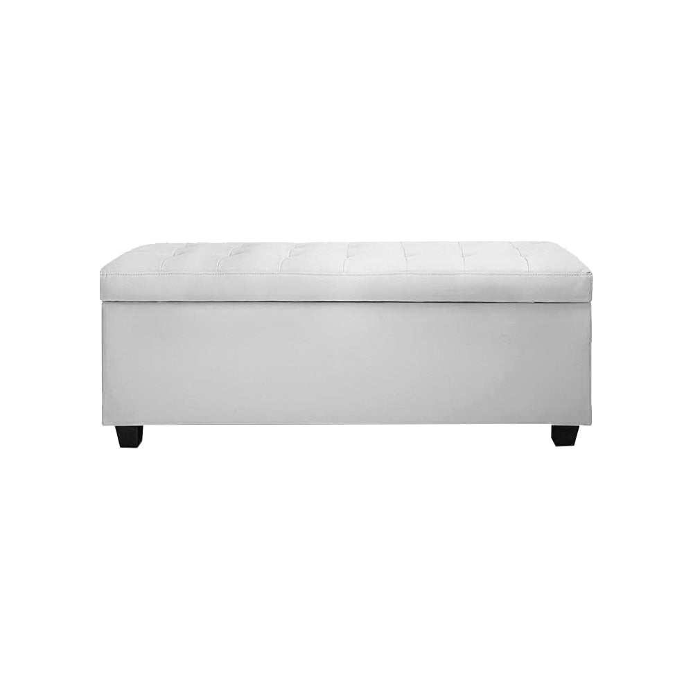 Marlook Storage Ottoman Blanket Box 97cm Leather White