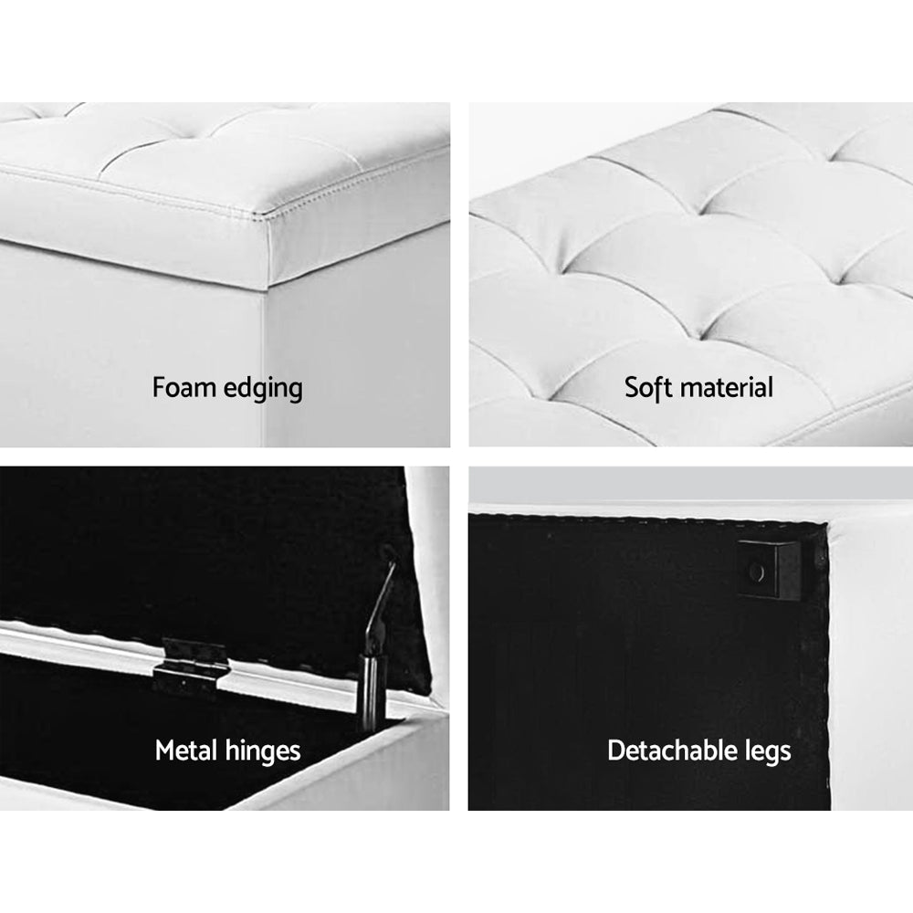 Marlook Storage Ottoman Blanket Box 97cm Leather White