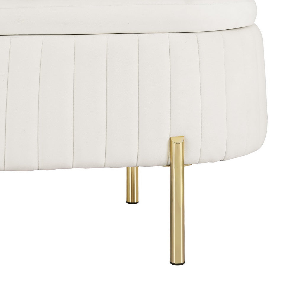 Marlook Storage Ottoman Blanket Box 87cm Velvet Oval White