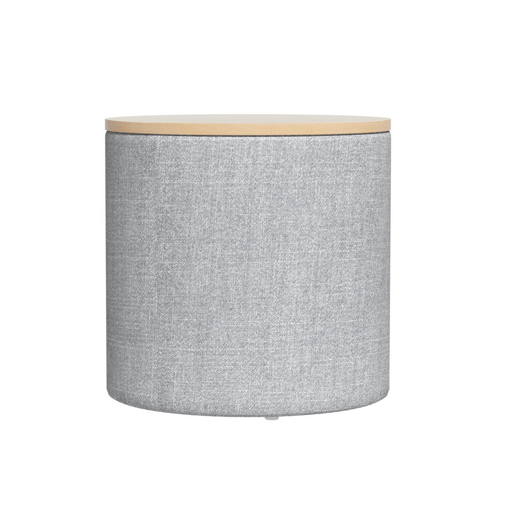 Marlook Storage Ottoman Blanket Box 40cm Linen Round Grey