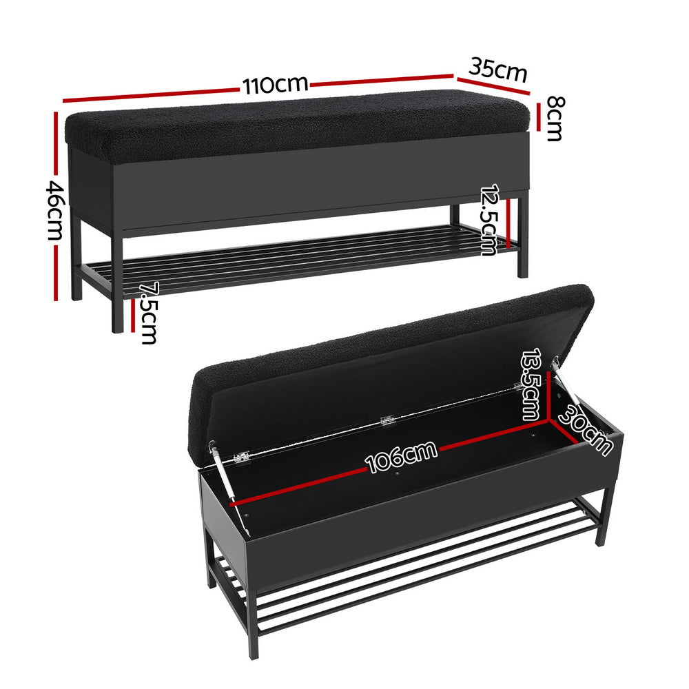 Marlook Storage Ottoman Blanket Box 110cm Boucle Shelf