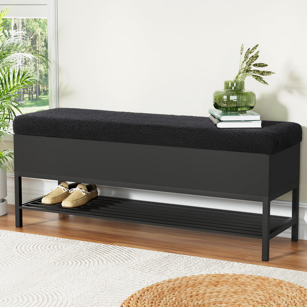 Marlook Storage Ottoman Blanket Box 110cm Boucle Shelf