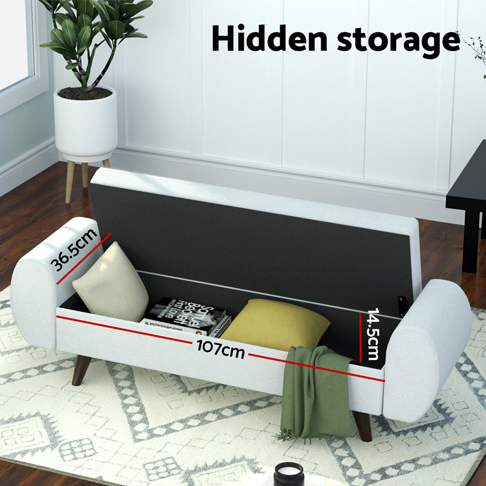 Marlook Storage Ottoman Blanket Box Armrest 140cm Grey