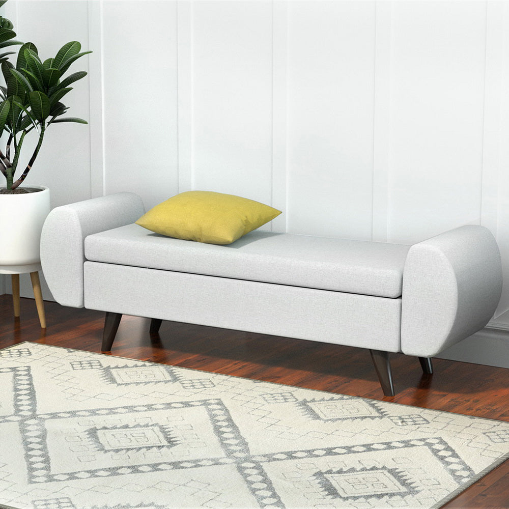 Marlook Storage Ottoman Blanket Box Armrest 140cm Grey