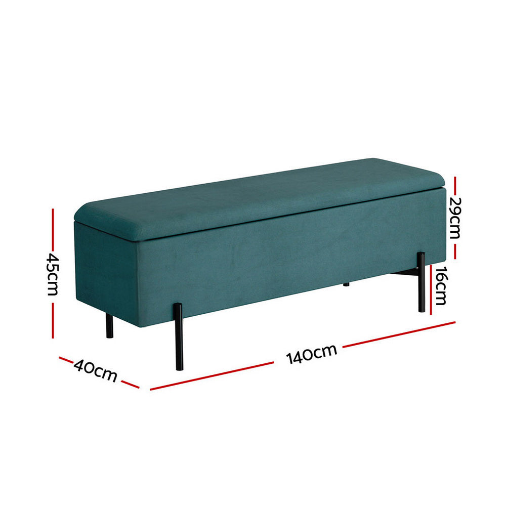 Marlook Storage Ottoman Blanket Box 140cm Velvet Green