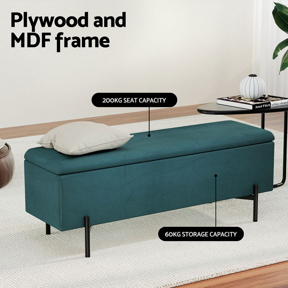 Marlook Storage Ottoman Blanket Box 140cm Velvet Green