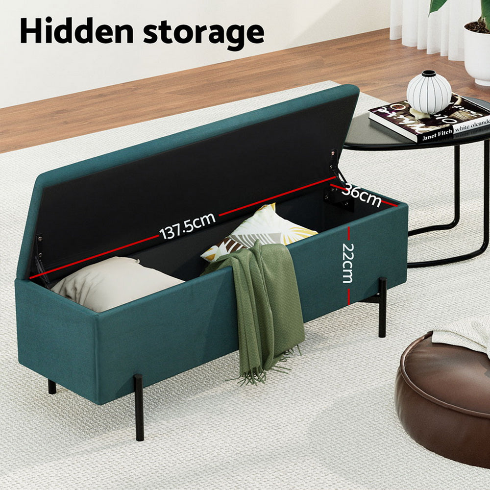 Marlook Storage Ottoman Blanket Box 140cm Velvet Green