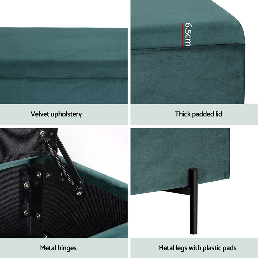 Marlook Storage Ottoman Blanket Box 140cm Velvet Green