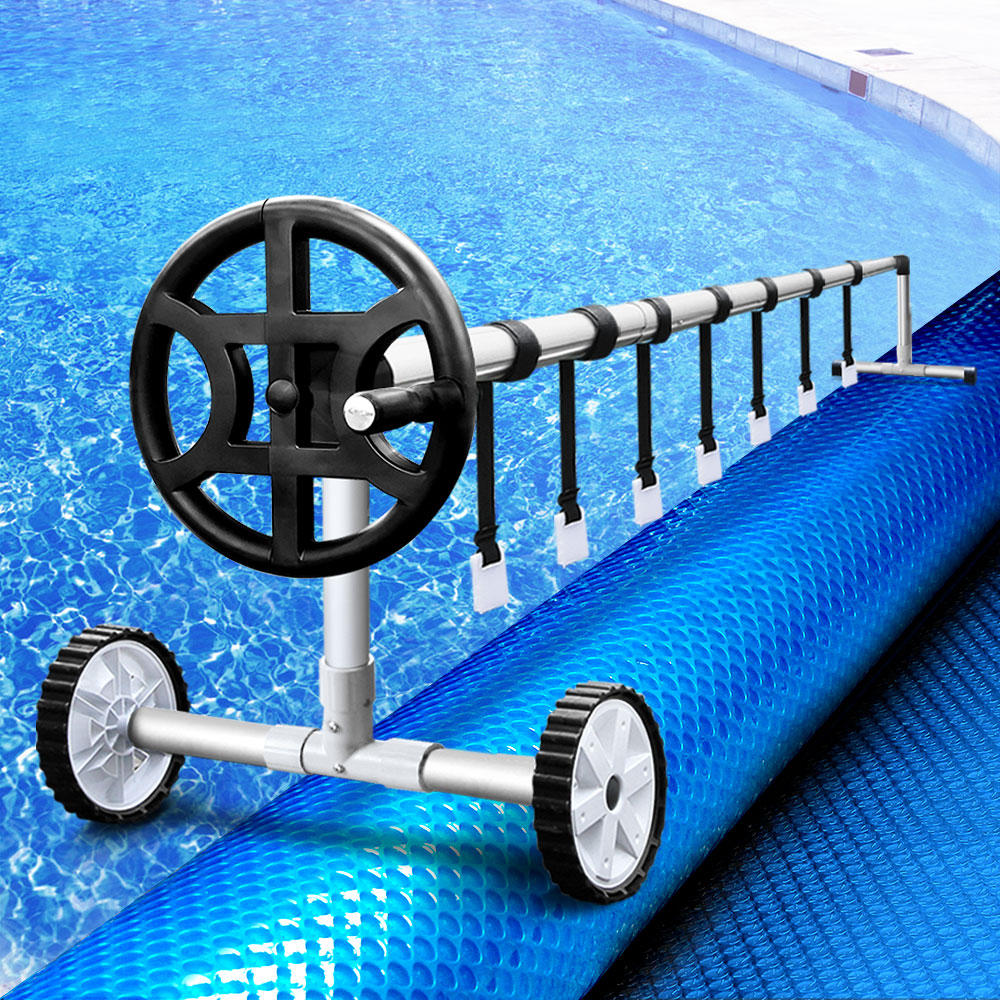 Marlook Pool Cover 500 Micron 10x4m Blue Swimming Pool Solar Blanket 4m Roller