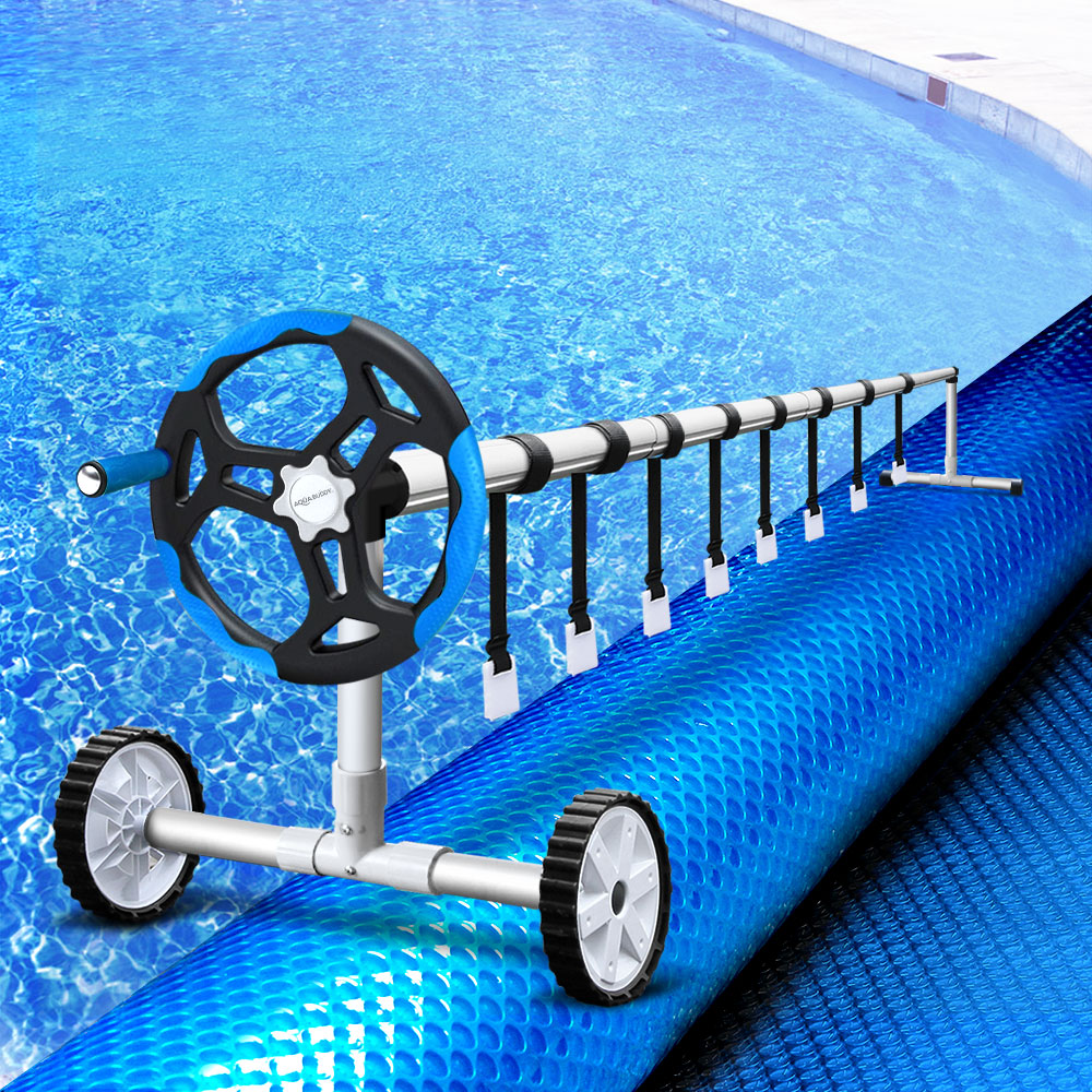 Marlook Pool Cover 500 Micron 11x4.8m Swimming Pool Solar Blanket 5.5m Roller Blue