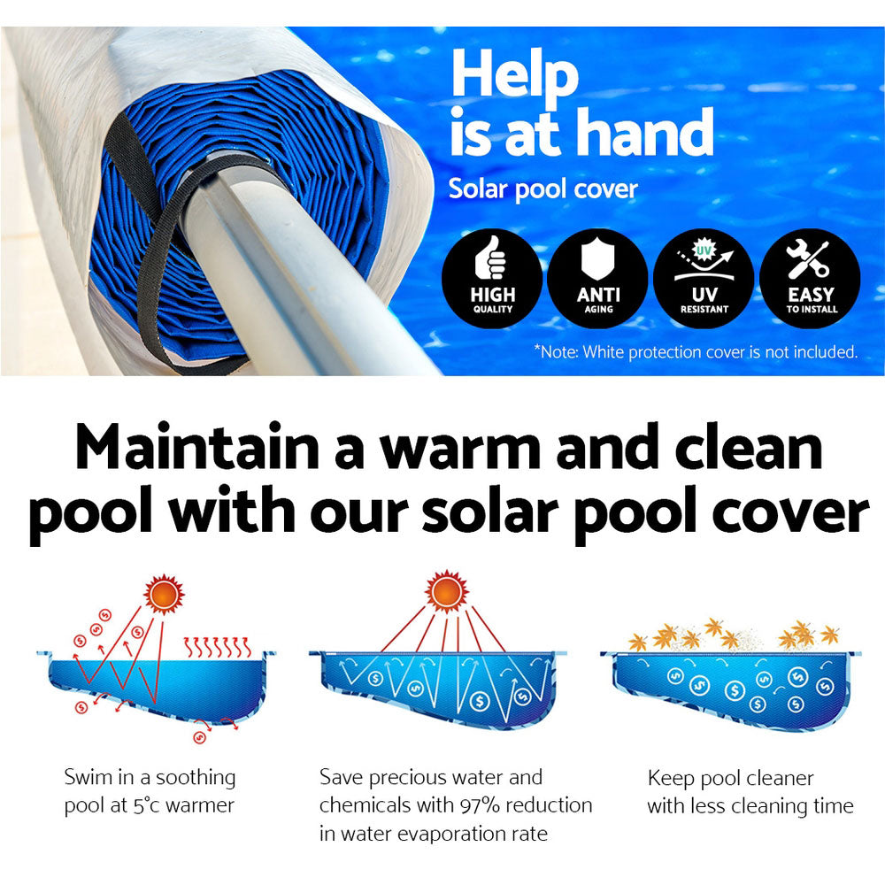Marlook Pool Cover 500 Micron 6.5x3m Silver Swimming Pool Solar Blanket 4m Roller