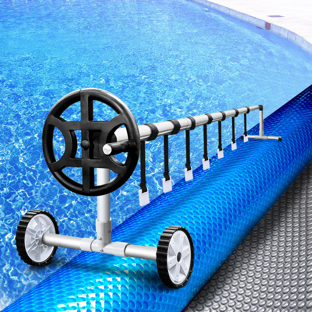 Marlook Pool Cover 6.5x3m 400 Micron Silver Swimming Pool Solar Blanket 4m Roller