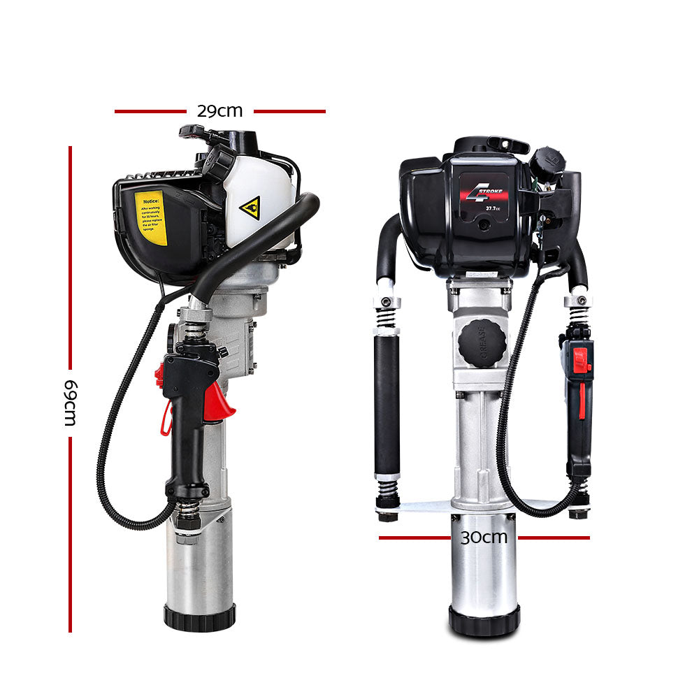 Marlook Petrol Post Driver 4-Stroke Rammer Pile Star Picket Fence Hole Black