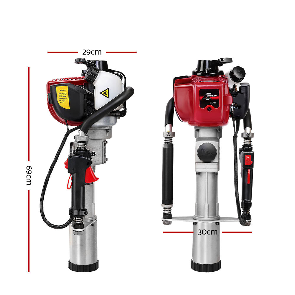 Marlook Petrol Post Driver 4-Stroke Rammer Pile Star Picket Fence Hole Drive Red
