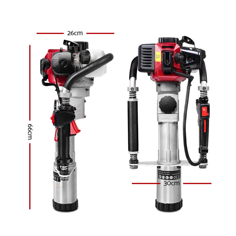 Marlook Petrol Post Driver 2-Stroke 55CC Rammer Pile Star Picket Fence Hole Red