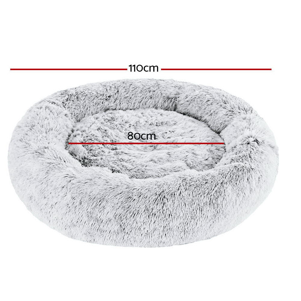 Marlook Pet Bed Dog Cat 110cm Calming Extra Large Soft Plush Light Charcoal