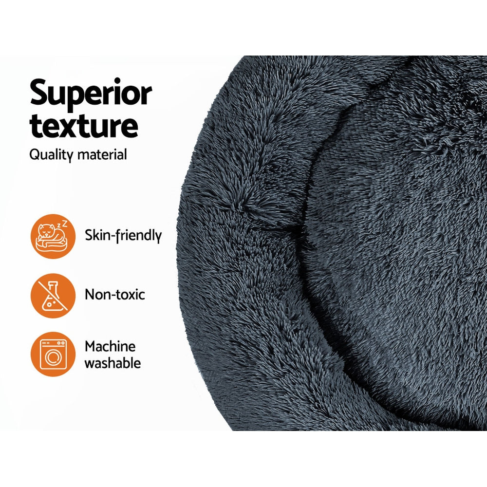 Marlook Pet Bed Dog Cat 110cm Calming Extra Large Soft Plush Dark Grey