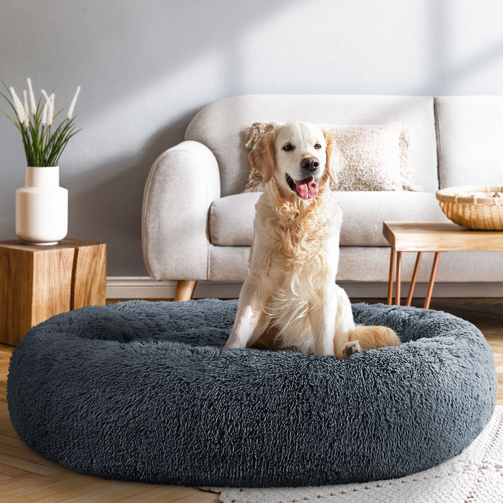 Marlook Pet Bed Dog Cat 110cm Calming Extra Large Soft Plush Dark Grey