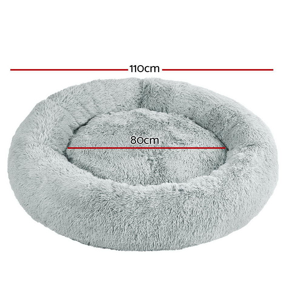 Marlook Pet Bed Dog Cat 110cm Calming Extra Large Soft Plush Light Grey