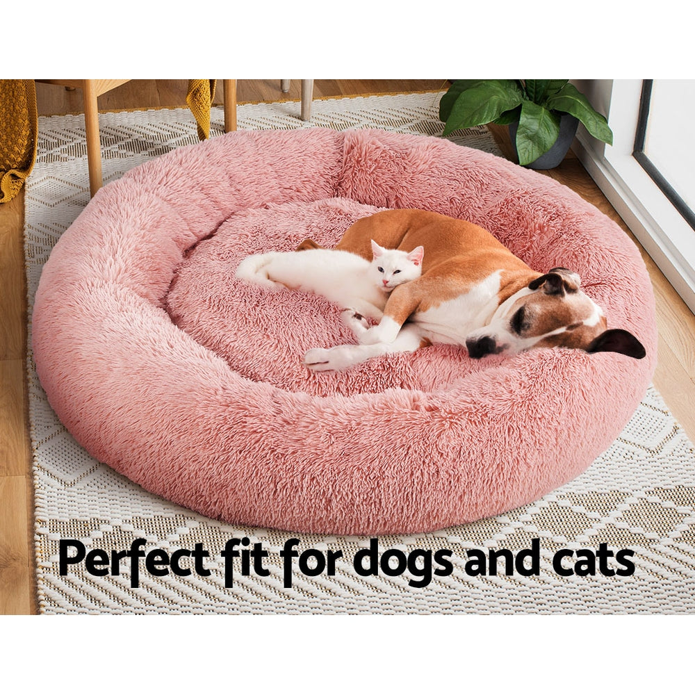 Marlook Pet Bed Dog Cat 110cm Calming Extra Large Soft Plush Pink