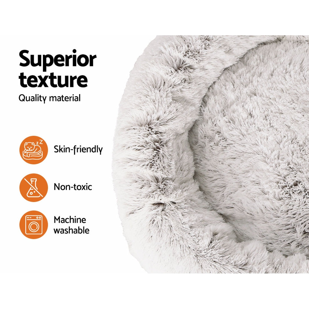 Marlook Pet Bed Dog Cat 110cm Calming Extra Large Soft Plush White Brown