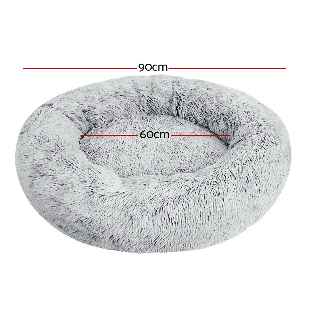 Marlook Pet Bed Dog Cat 90cm Large Calming Soft Plush Light Charcoal