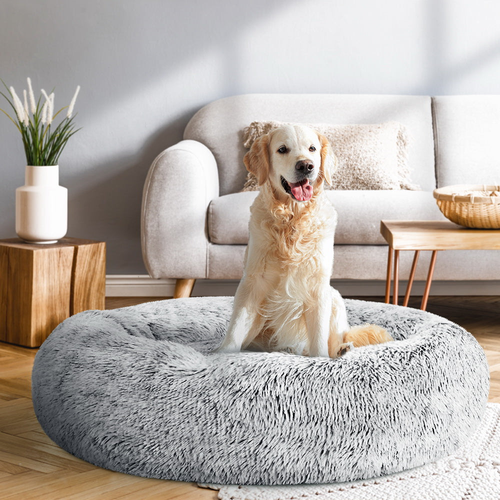Marlook Pet Bed Dog Cat 90cm Large Calming Soft Plush Light Charcoal