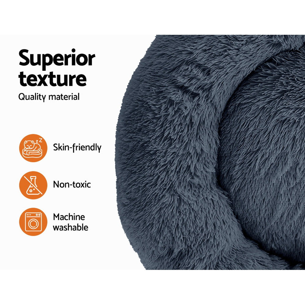 Marlook Pet Bed Dog Cat 90cm Large Calming Soft Plush Bed Dark Grey