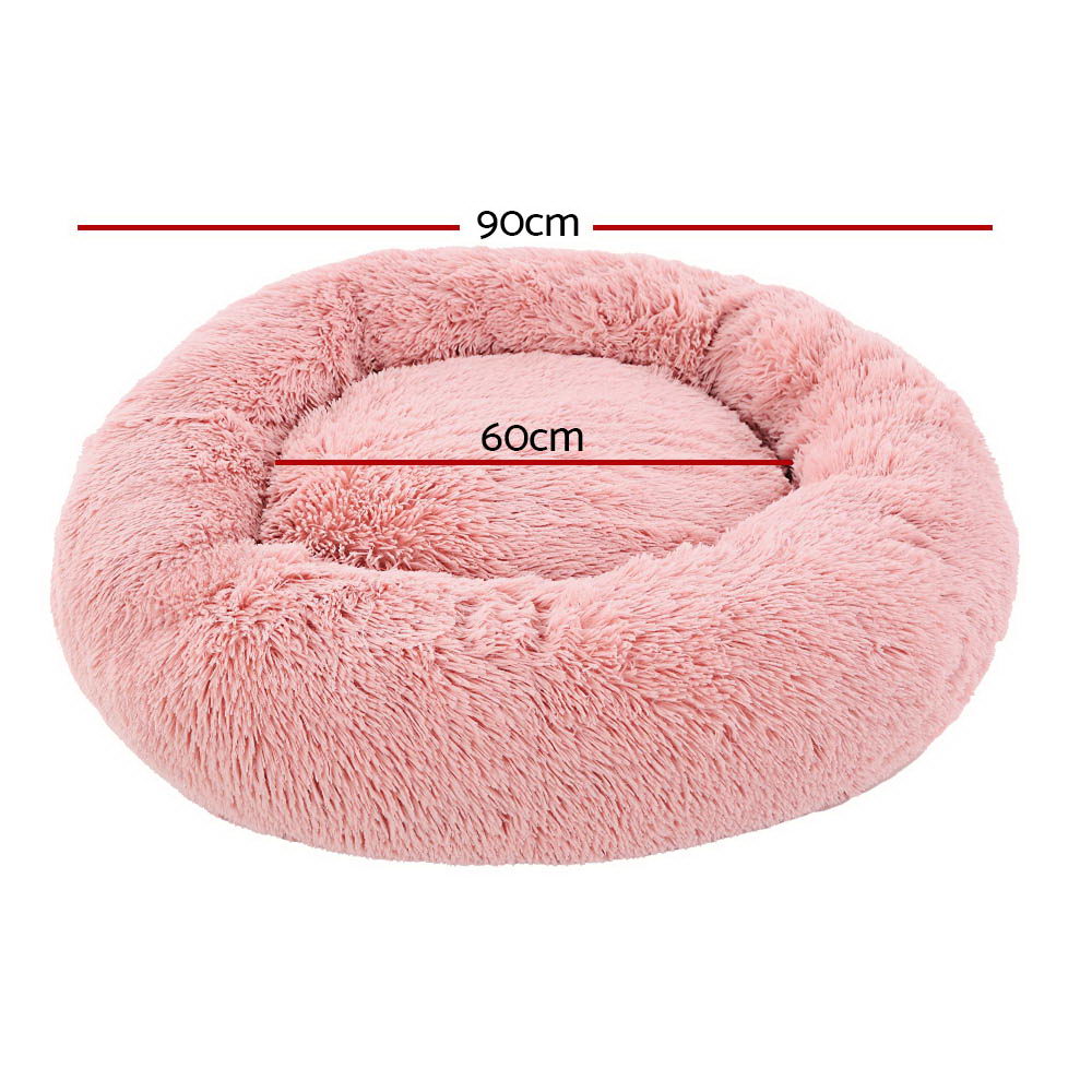 Marlook Pet Bed Dog Cat 90cm Large Calming Soft Plush Pink