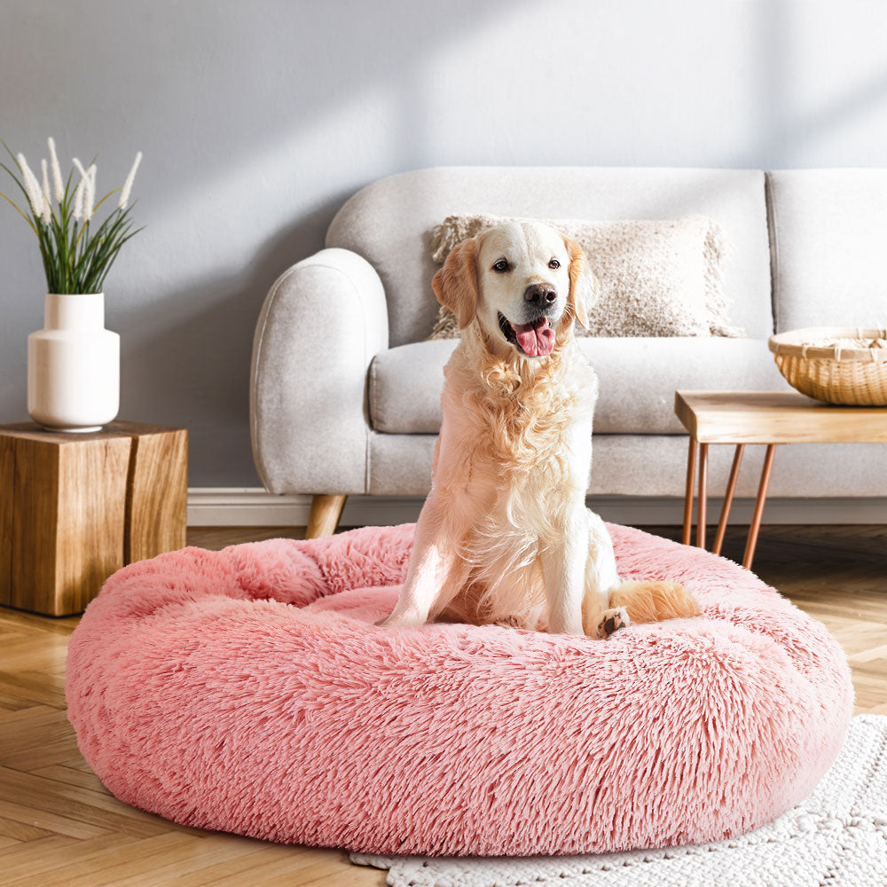 Marlook Pet Bed Dog Cat 90cm Large Calming Soft Plush Pink