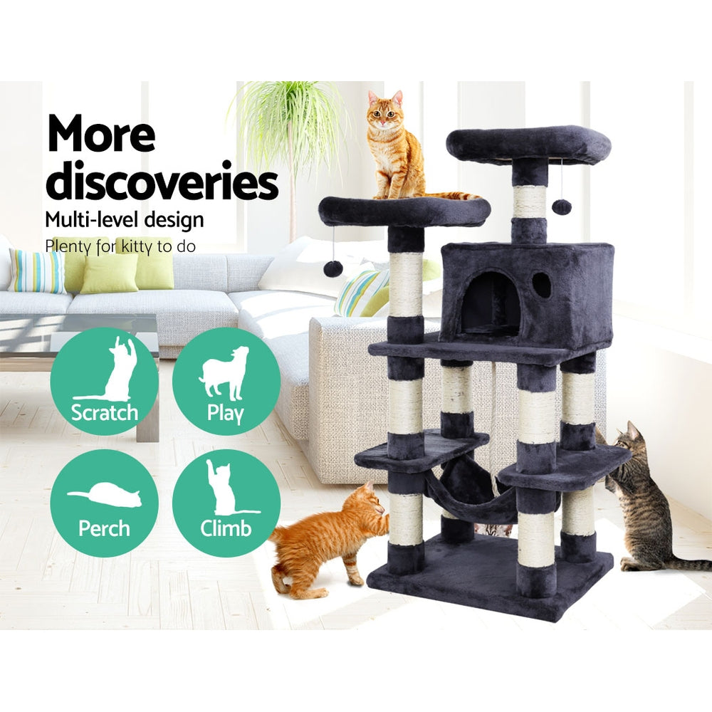 Marlook Cat Tree 145cm Tower Scratching Post Scratcher Wood Condo House Large Bed