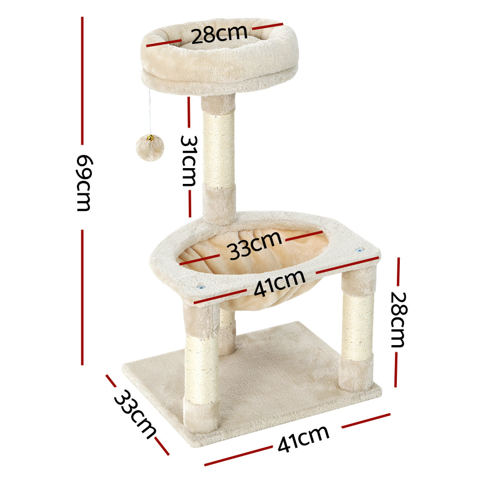 Marlook Cat Tree 69cm Scratching Post Tower Scratcher Wood Condo Toys House Bed
